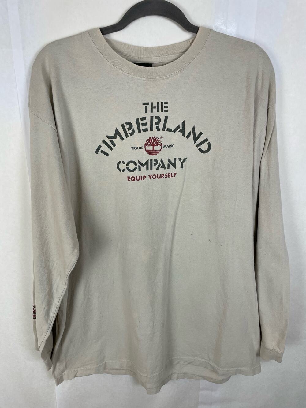 Timberland ivory Y2K long sleeve tshirt size large workwear spell out distressed